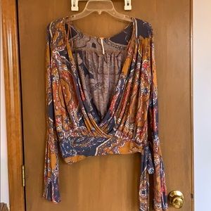 Free People Long Sleeve Tie Top